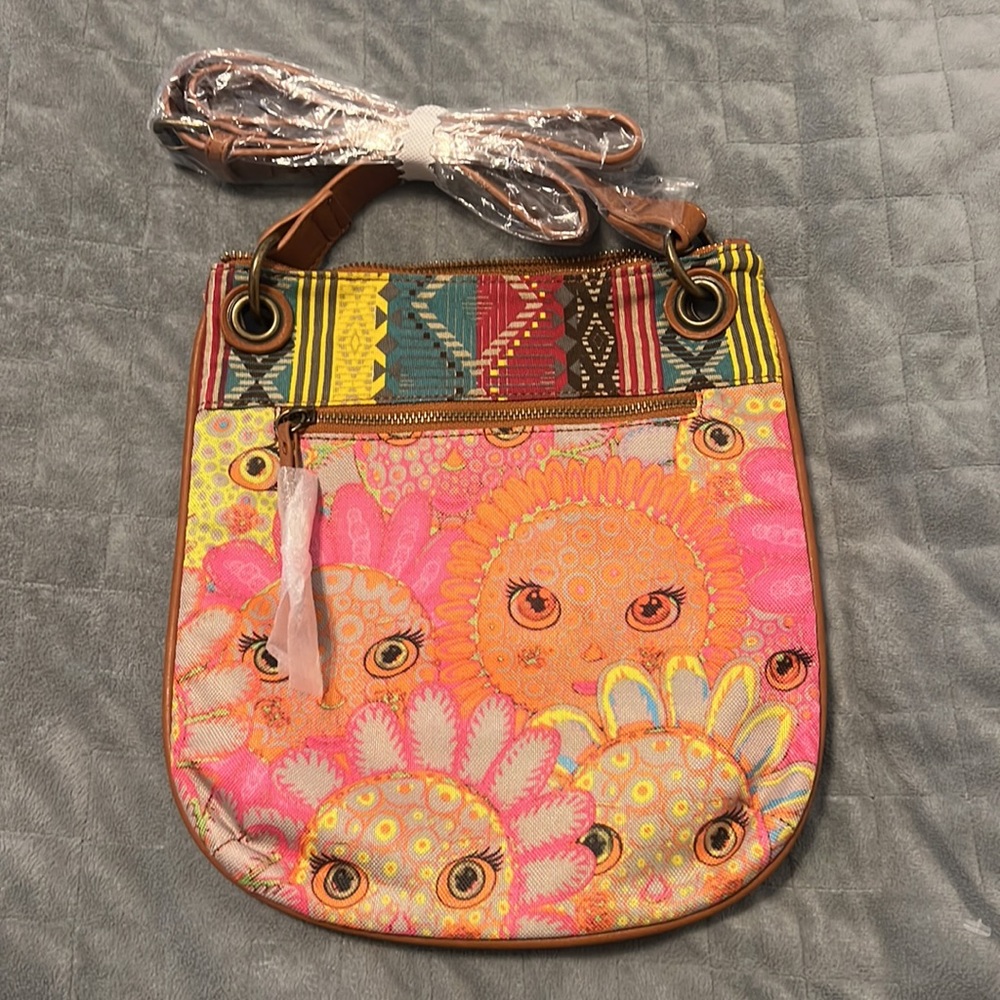 NTW Coco + Carmen Canvas Purse w/ Sunflower, Aztec, & Floral Patterns, Crossbody